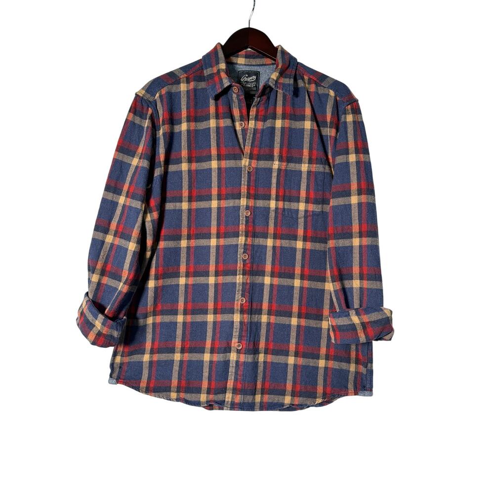Greyers Shirt Mens XL Red Blue Flannel Plaid LS Hunting Outdoor Casual Heritage
